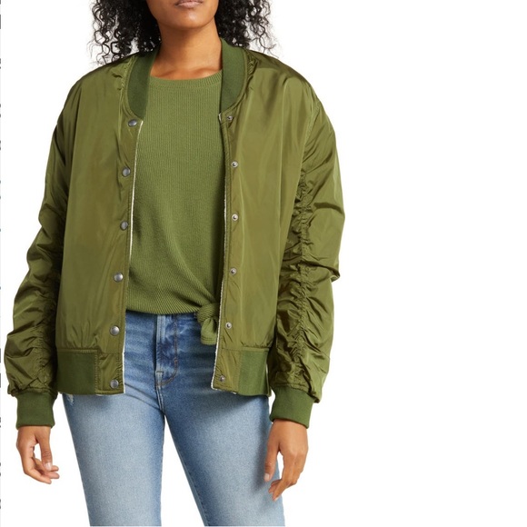 Blank Nyc Jackets Coats Blanknyc Reversible Nylon Fleece Bomber